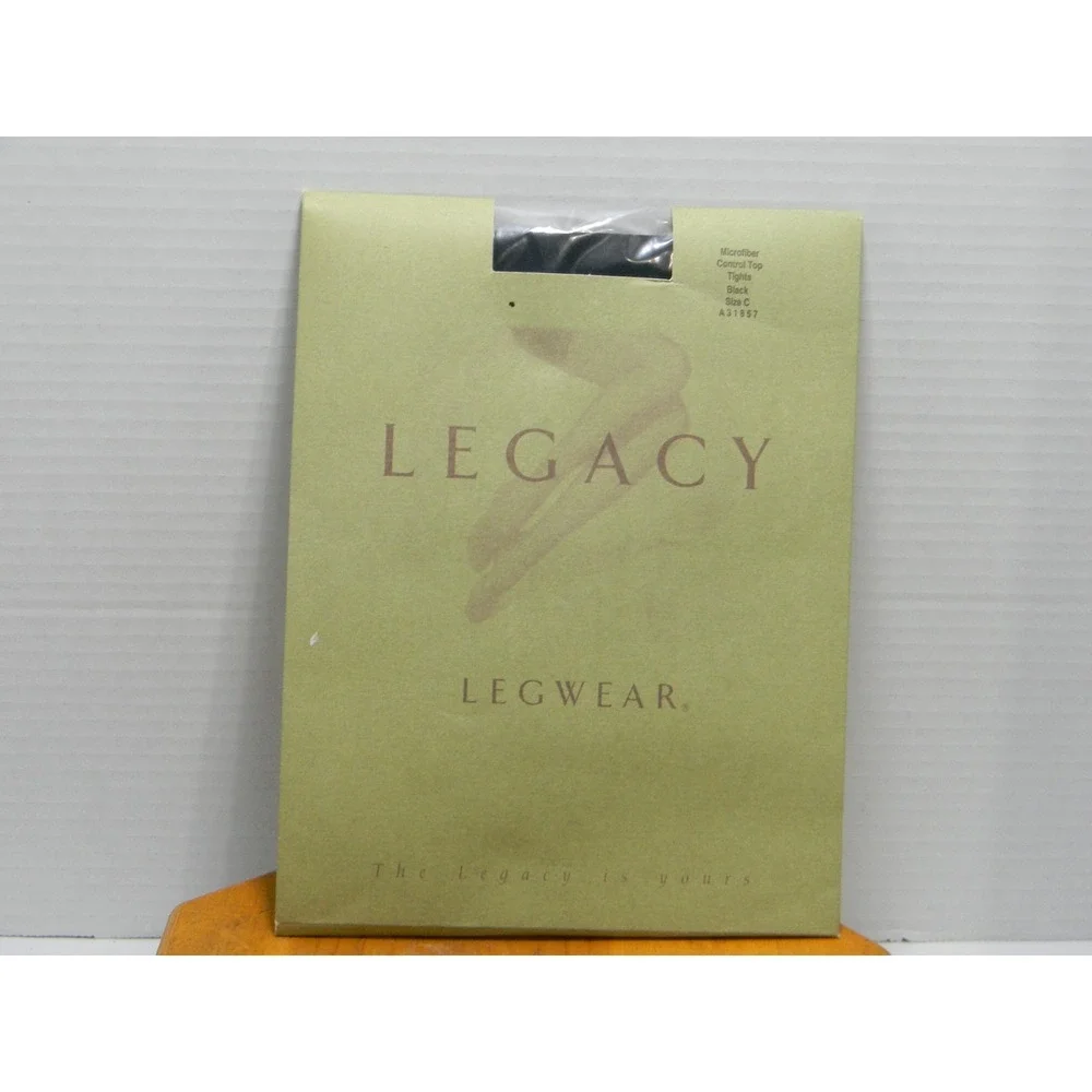 Vintage Legacy Legwear Microfiber Control Top Tights Black Size C Made USA